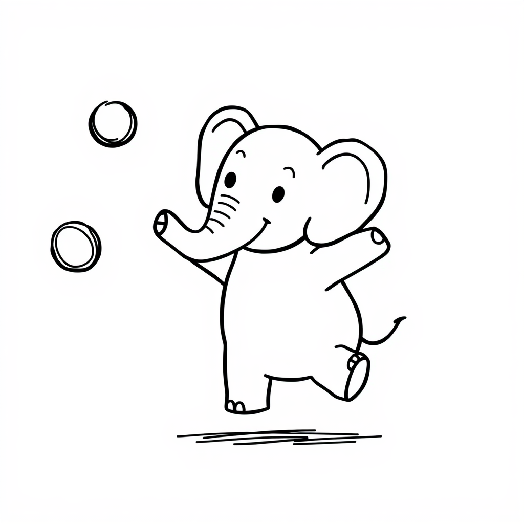 Elephant juggling balls.