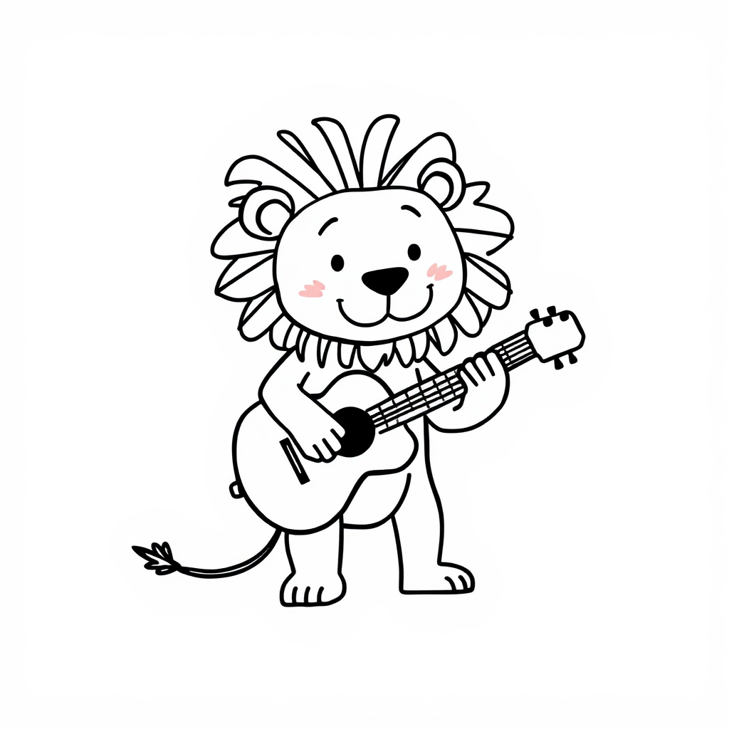 Lion playing guitar.