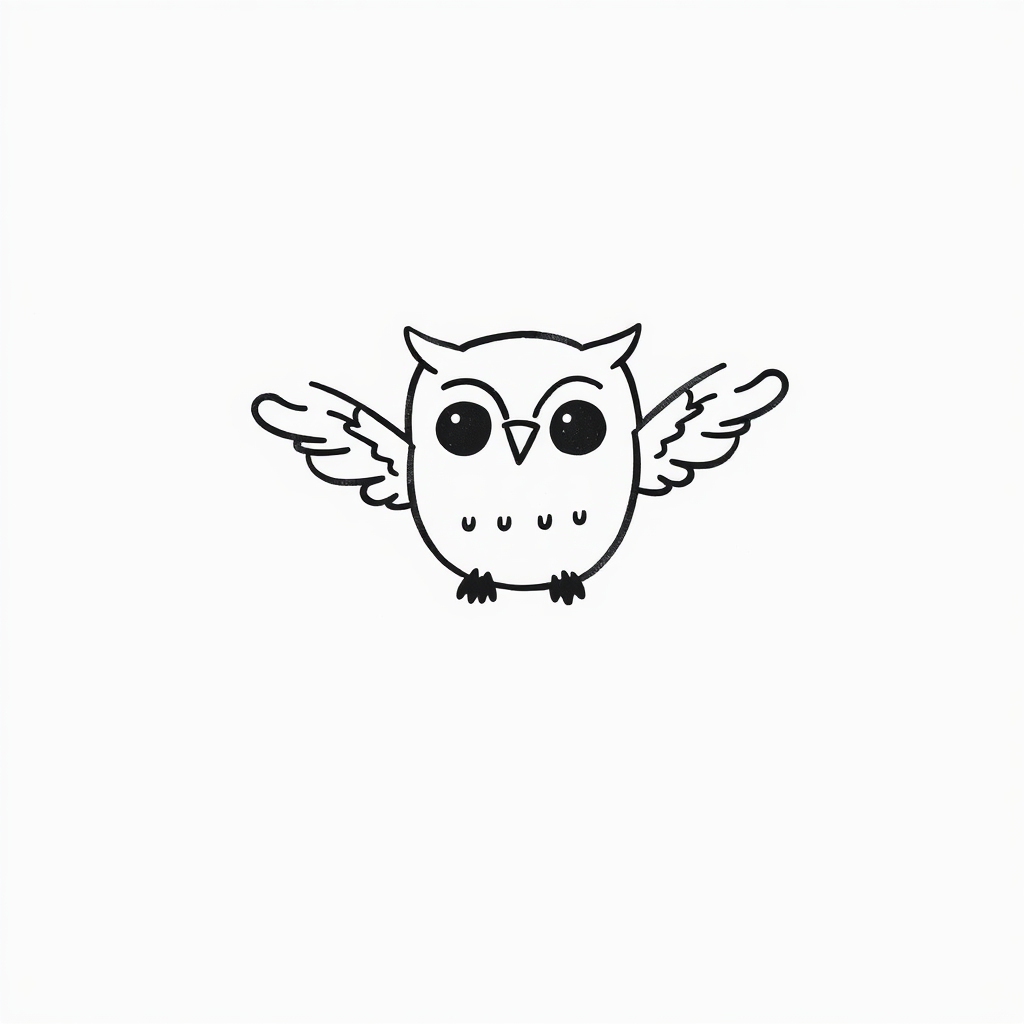 Owl flying with wings.