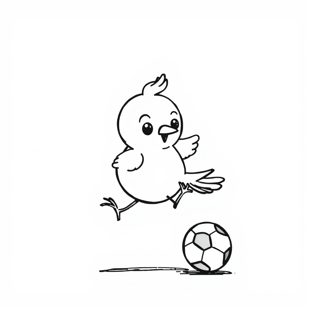 Bird playing soccer.