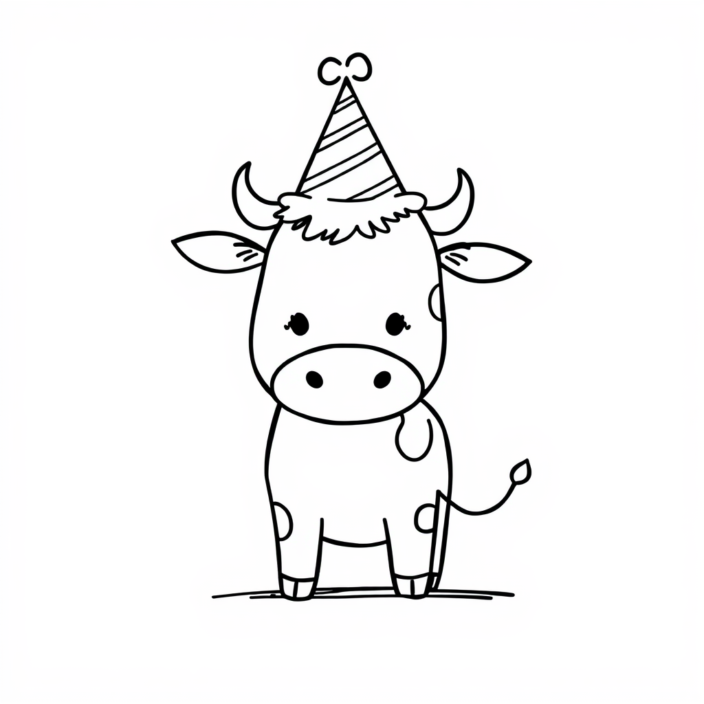 Cow wearing a party hat