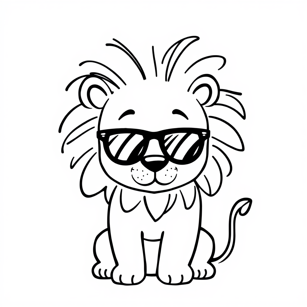 Lion wearing sunglasses