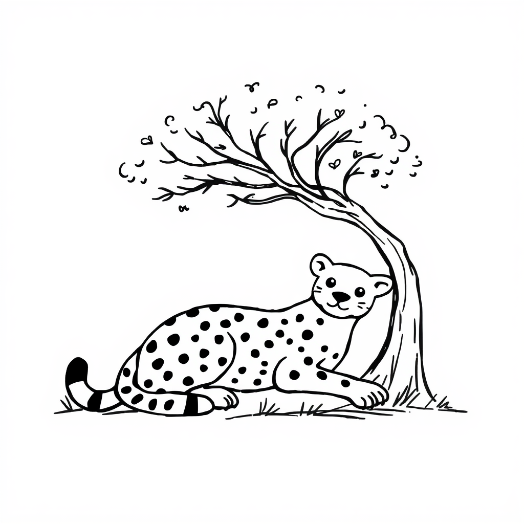 Cheetah lounging under a tree