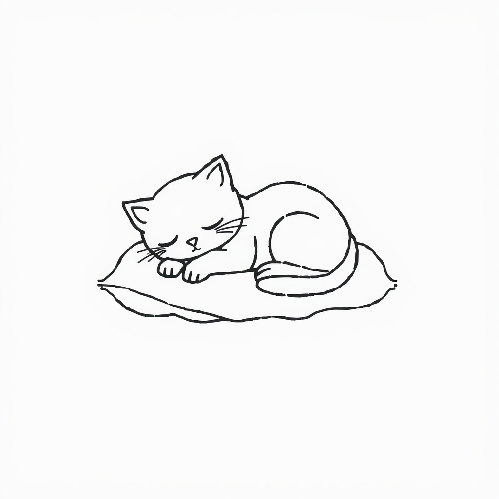 Cat napping on a fluffy pillow