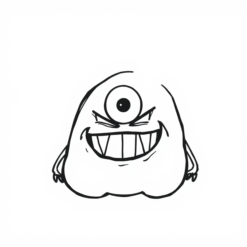 One-eyed blob monster grinning menacingly