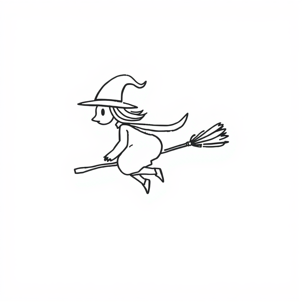 Witch flying on a broomstick