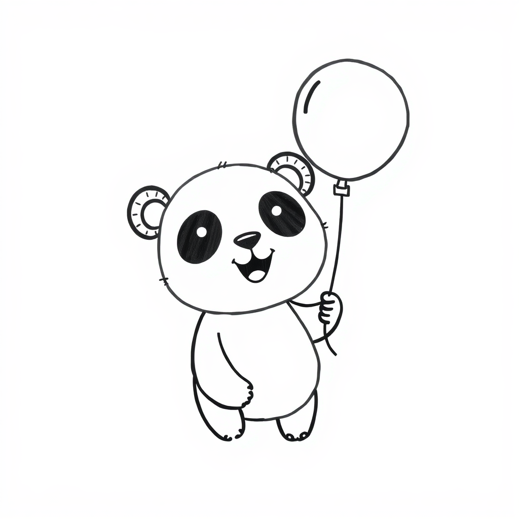 Panda holding a balloon