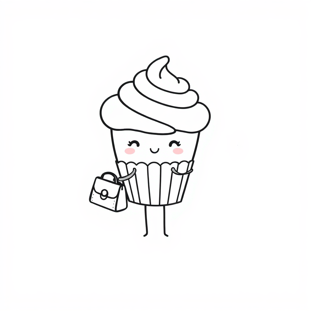 Cupcake holding a purse