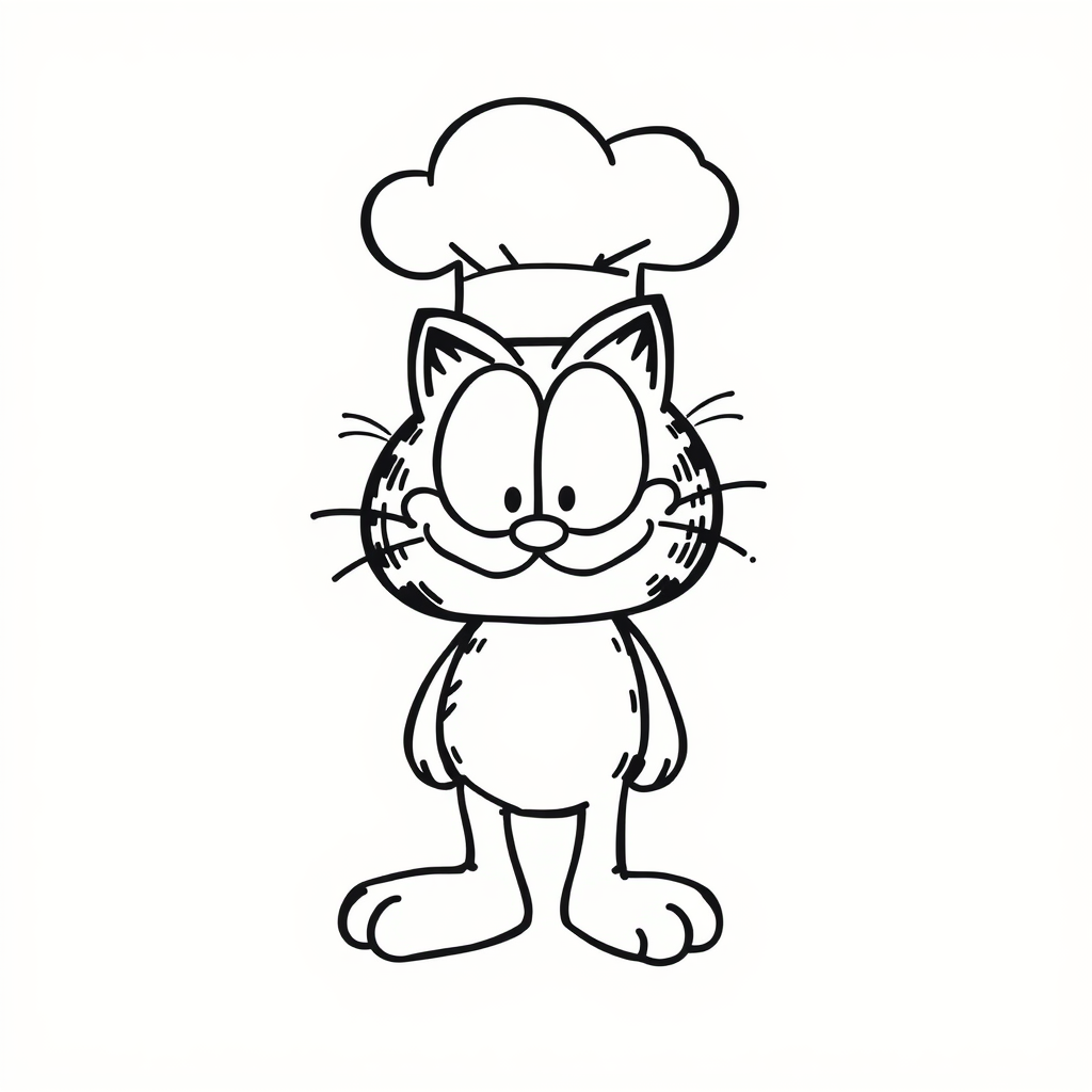 Garfield wearing a chef's hat