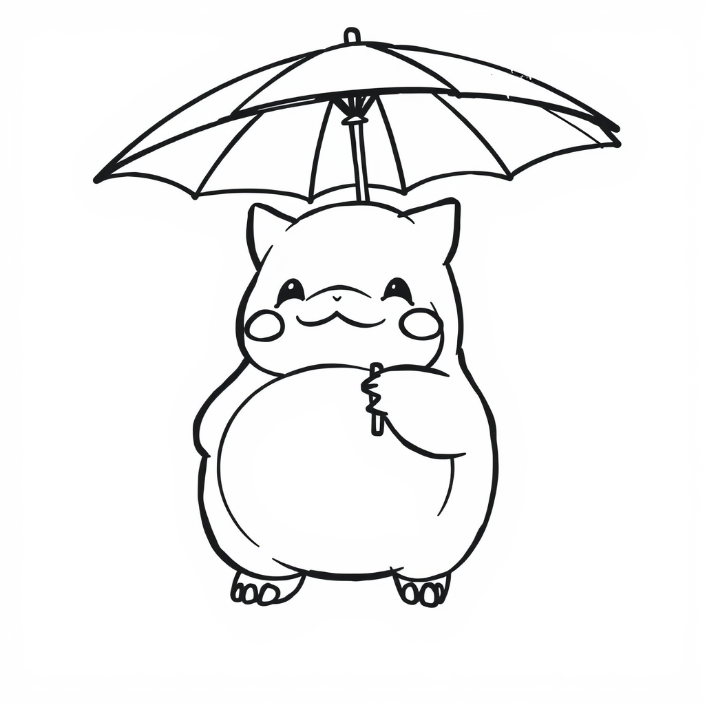 Snorlax holding a parasol