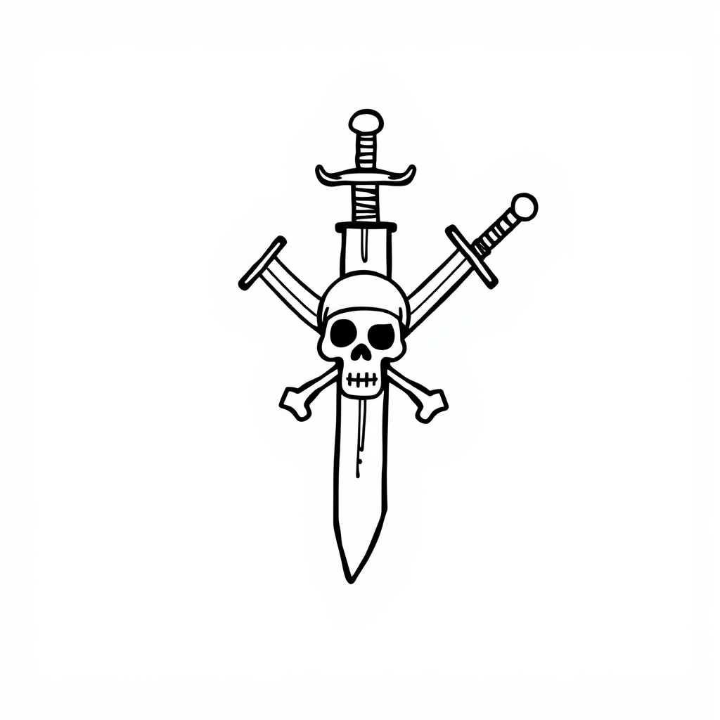 Pirate sword with skull emblem