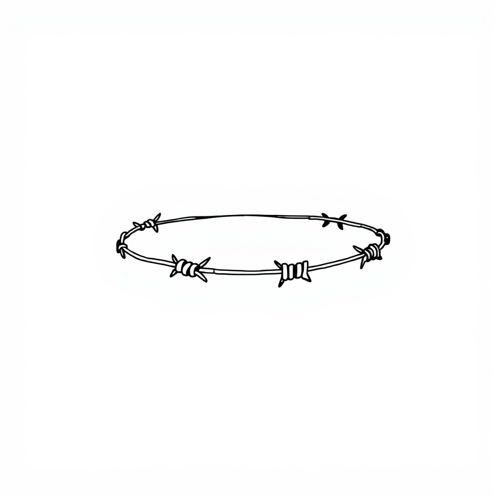 Barbed wire bracelet on a wrist