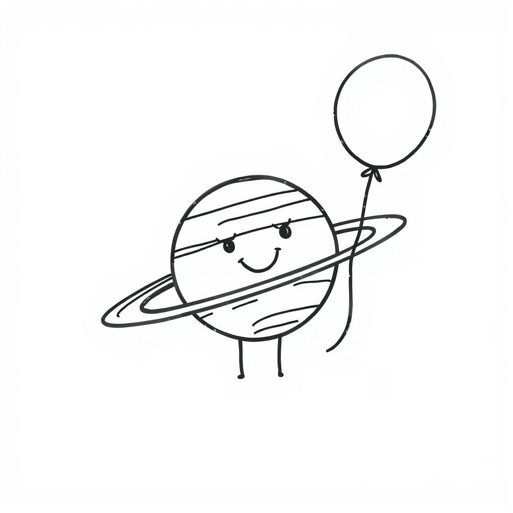 Saturn holding a balloon