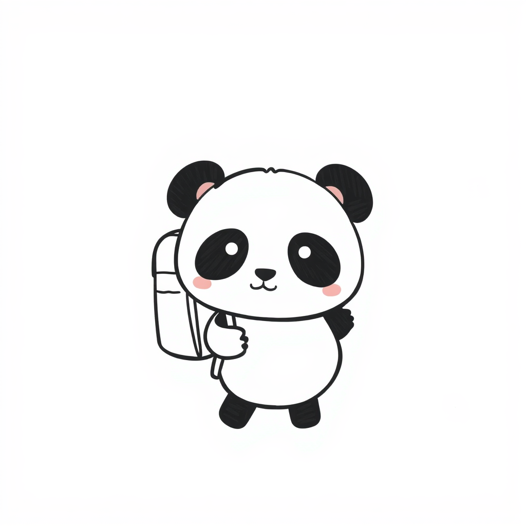 Panda carrying a backpack