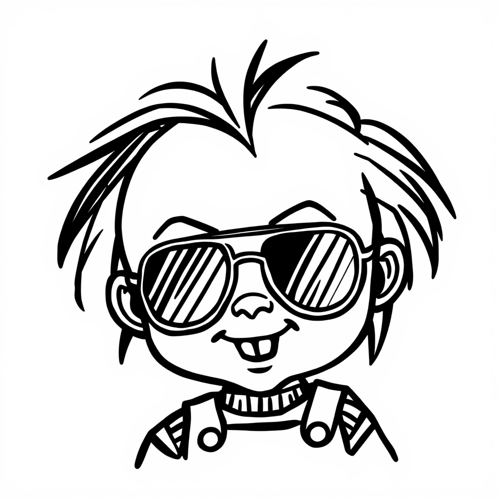 Chucky in aviator sunglasses