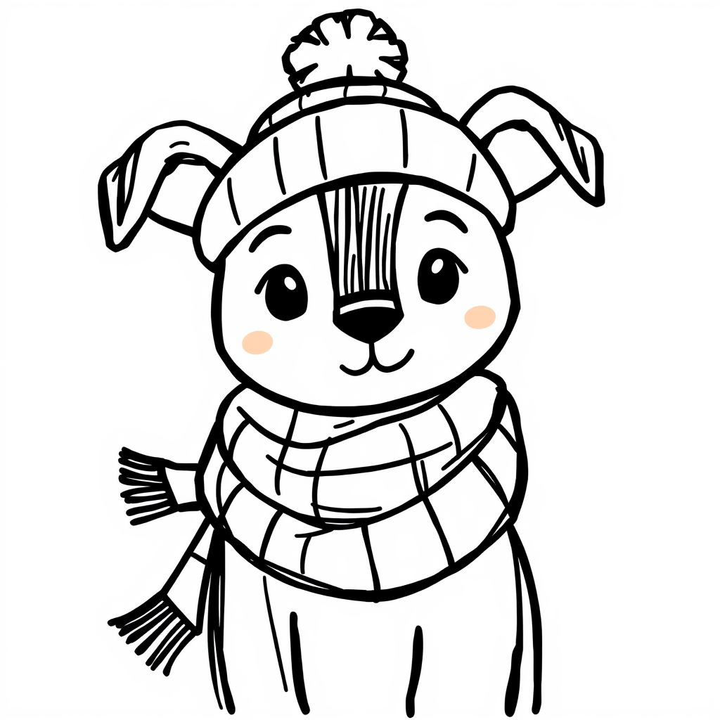 Dog in a scarf and beanie