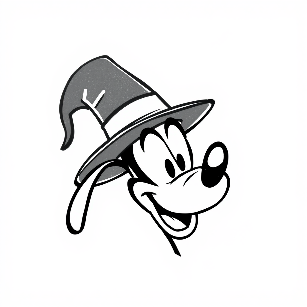 Goofy in a magician's hat