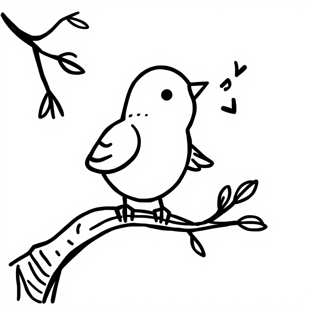 Bird singing on a tree branch