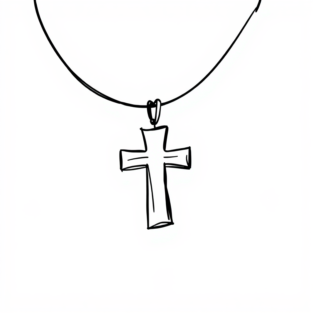 Cross pendant on a necklace