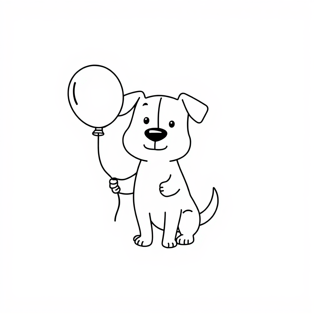 Dog holding a balloon