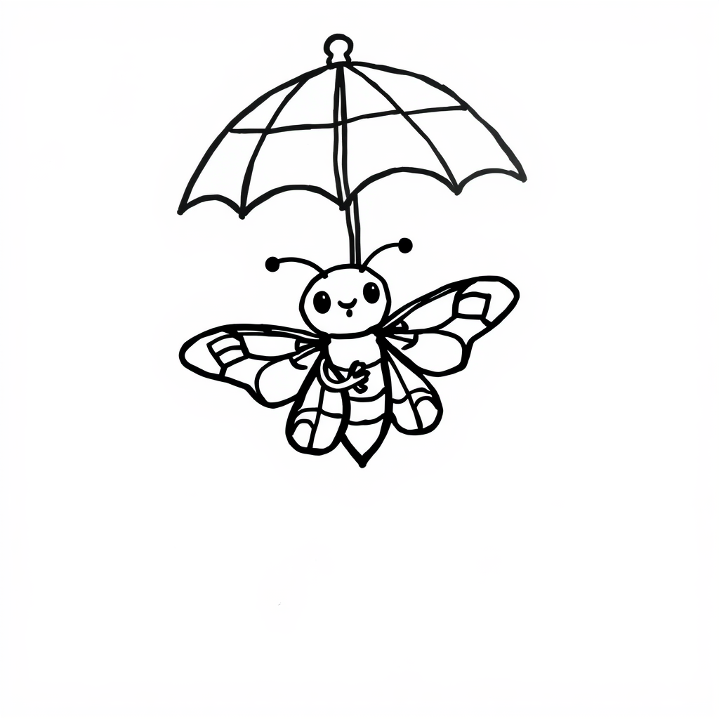 Moth holding a checkered umbrella