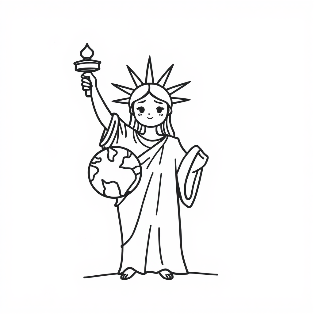 Statue of Liberty holding Earth Globe