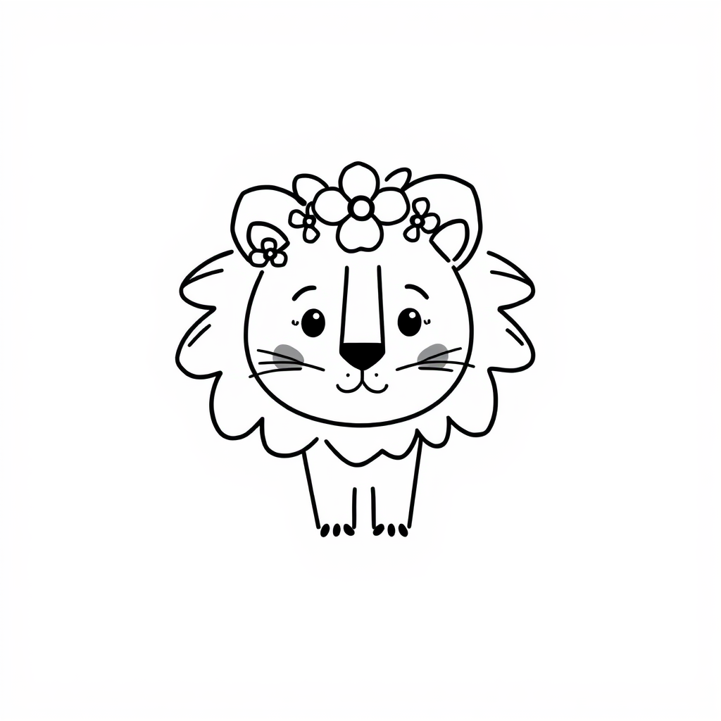 Lioness donning a flower crown