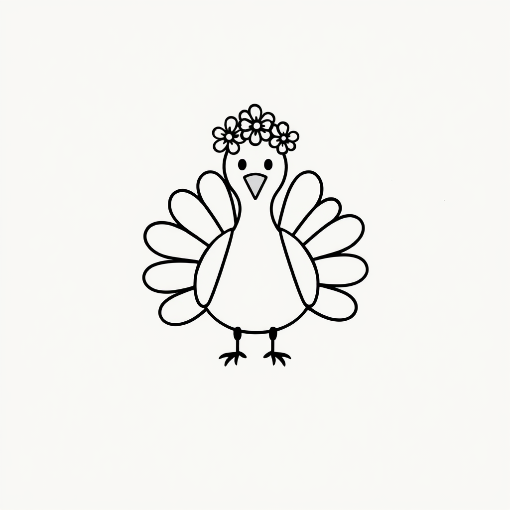 Turkey with a flower crown