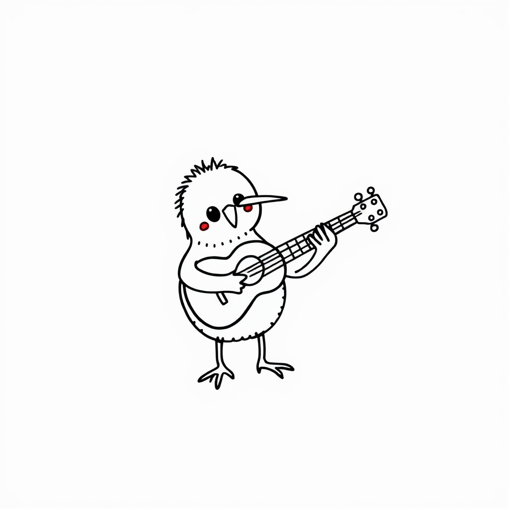 Kiwi playing ukulele