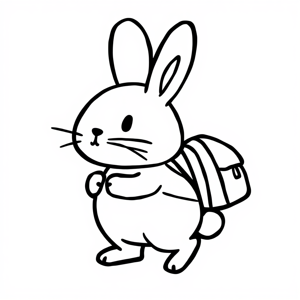 Bunny carrying a backpack