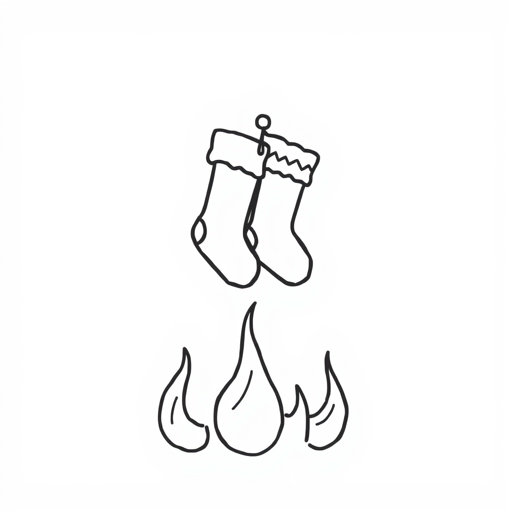 Christmas stockings above flames