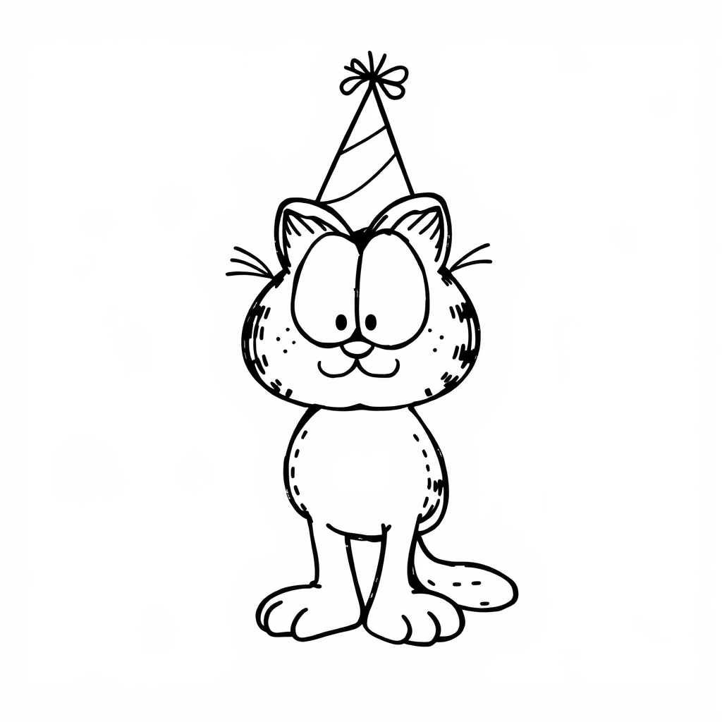 Garfield with a party hat