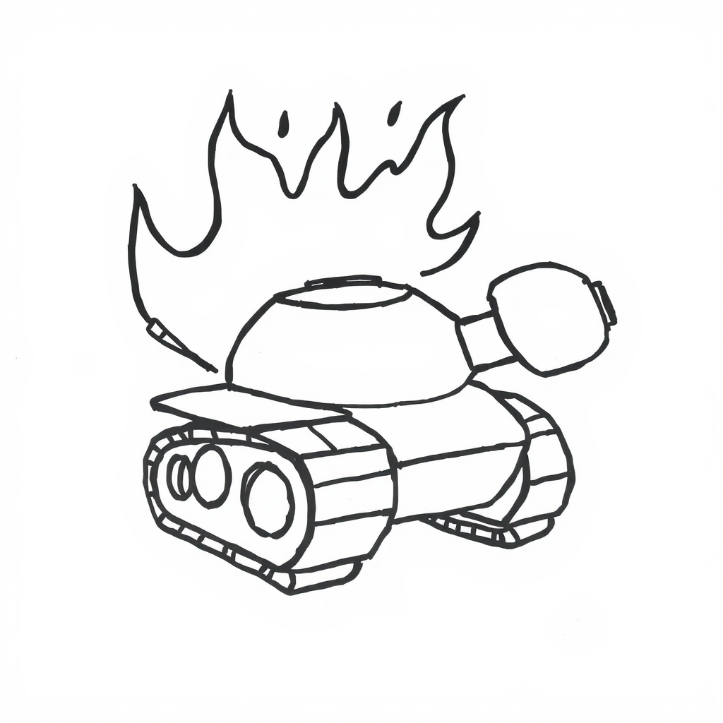 Tank in flames