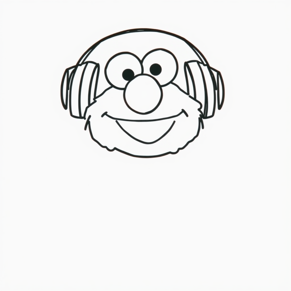 Elmo with headphones on