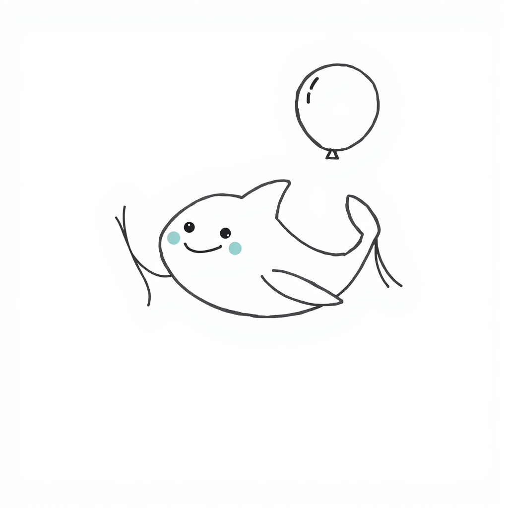 Whale Shark holding a balloon and waving