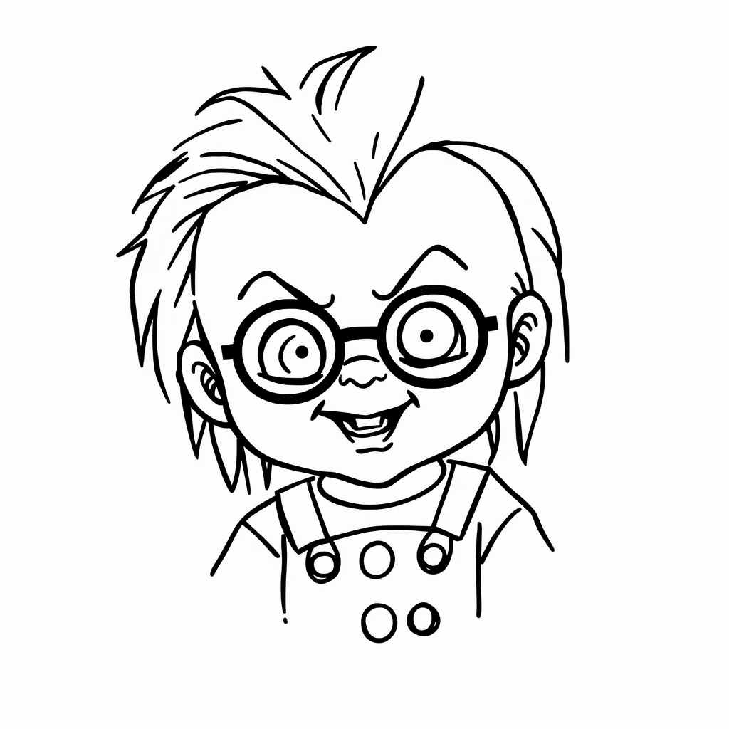 Chucky wearing a monocle