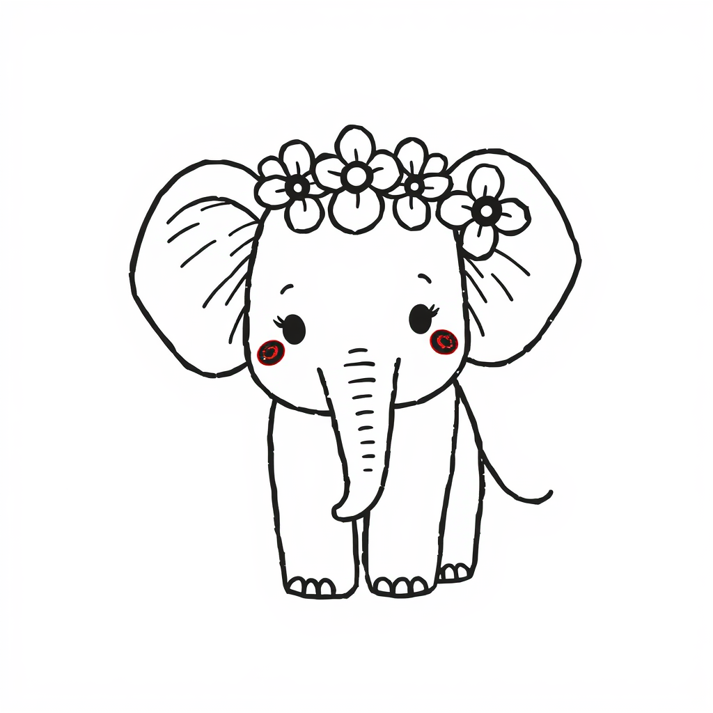 Elephant with a flower crown.