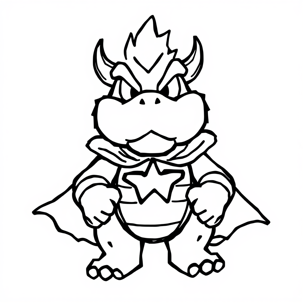 Bowser wearing a superhero cape