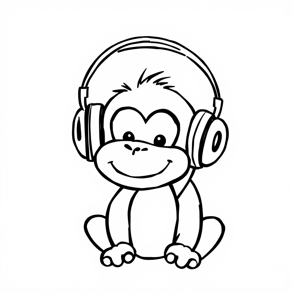 Monkey with headphones.