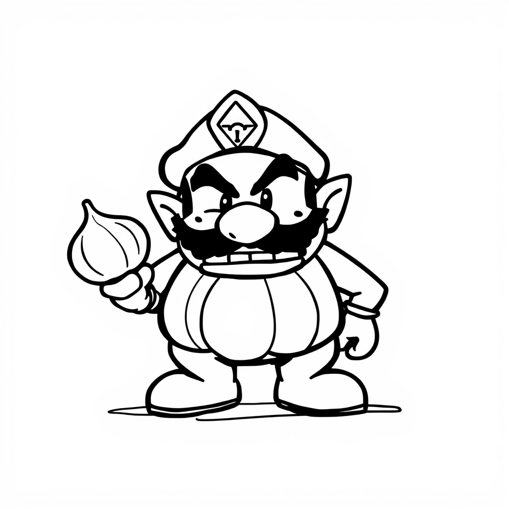 Wario with a garlic bulb.