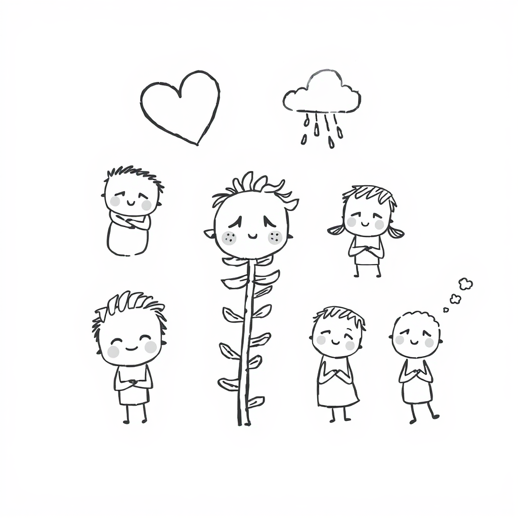 - Fern joyfully hugging a giant heart
- Fern crying under a small raincloud
- Fern laughing with hands on belly
- Fern frowning with crossed arms
- Fern blushing with shy smile
- Fern jumping with excitement
- Fern daydreaming with a dreamy expression