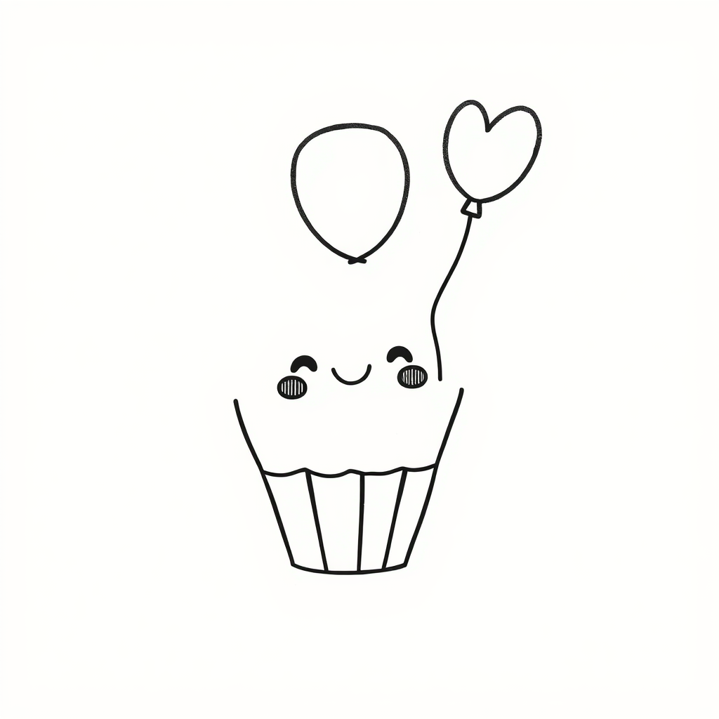 Happy Cupcake with balloon