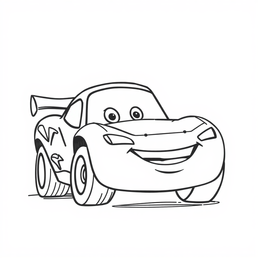 Lightning McQueen joyful with a wide smile