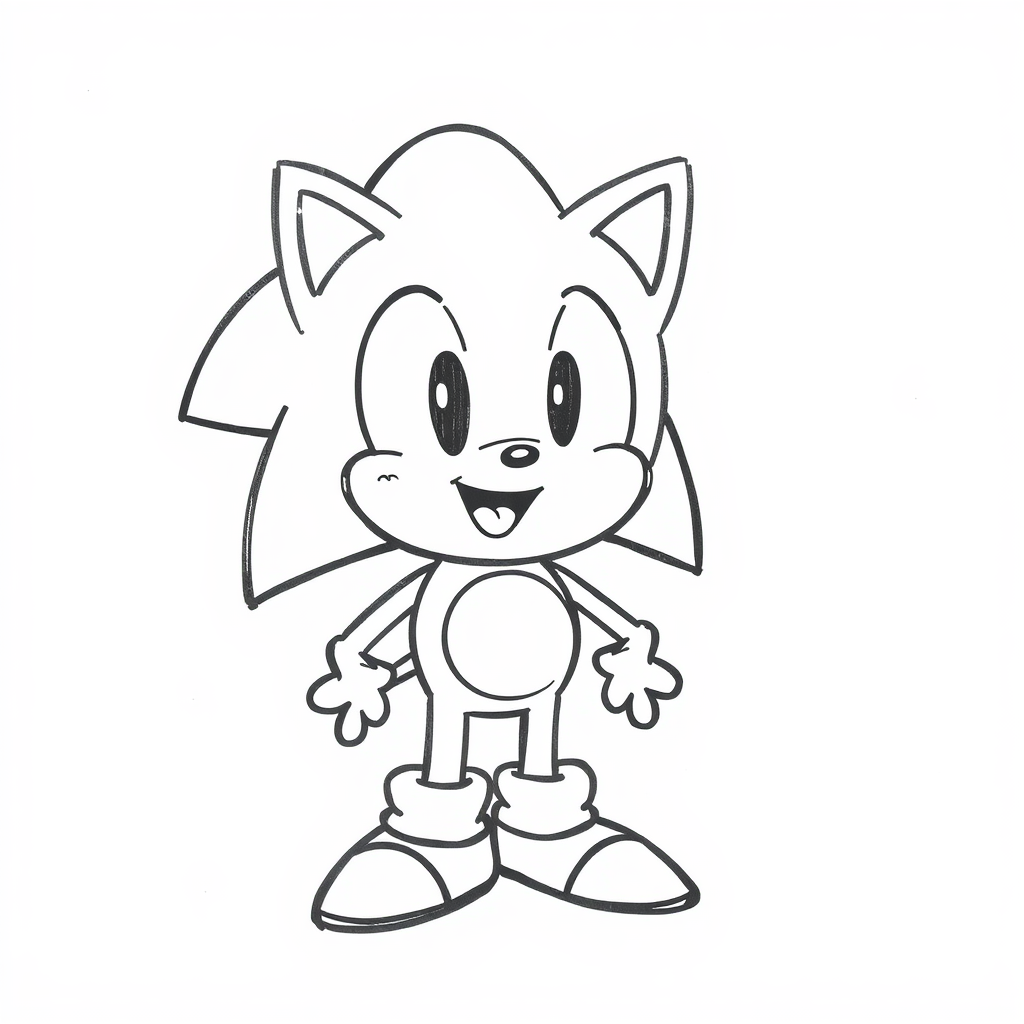 Sonic feeling joyful with a wide smile