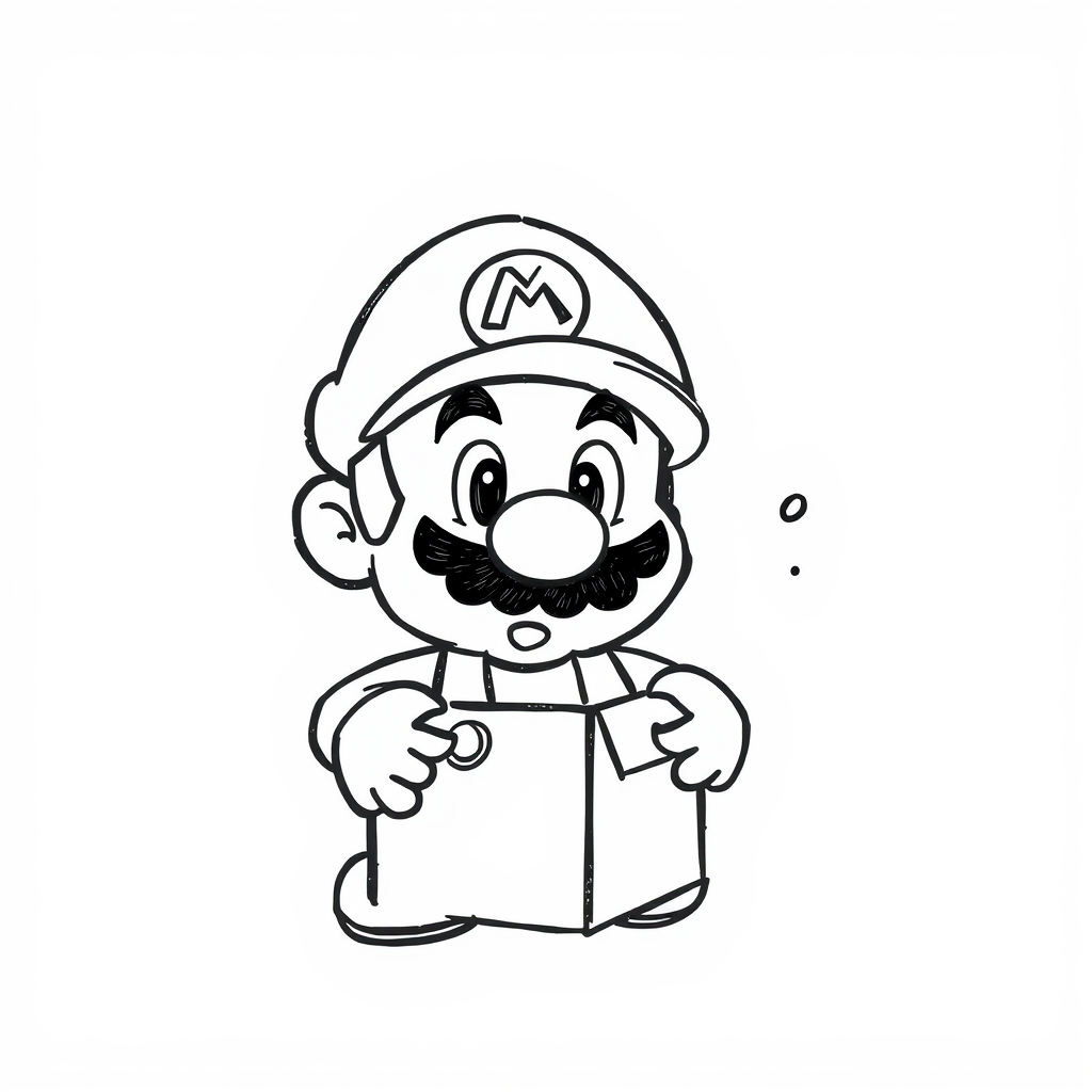 Mario surprised by a mystery box