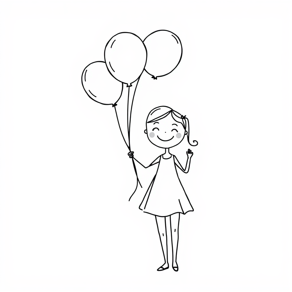 Happy woman holding a bunch of balloons