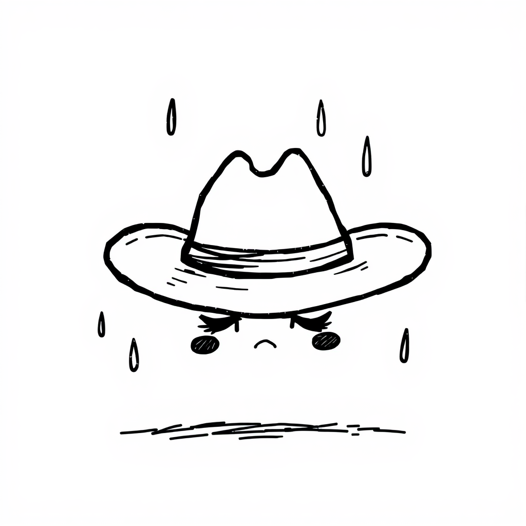 Sad cowboy hat in the rain