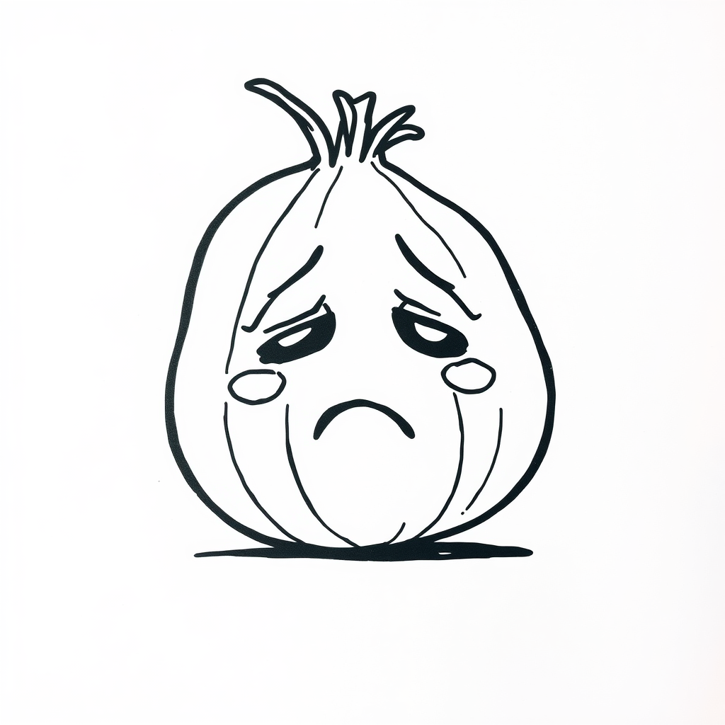 Onion crying in sorrow