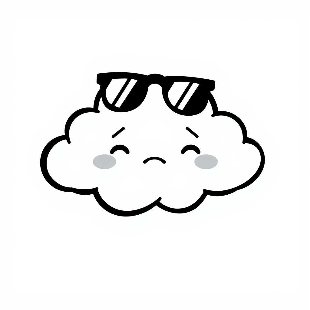 Sad cloud with sunglasses