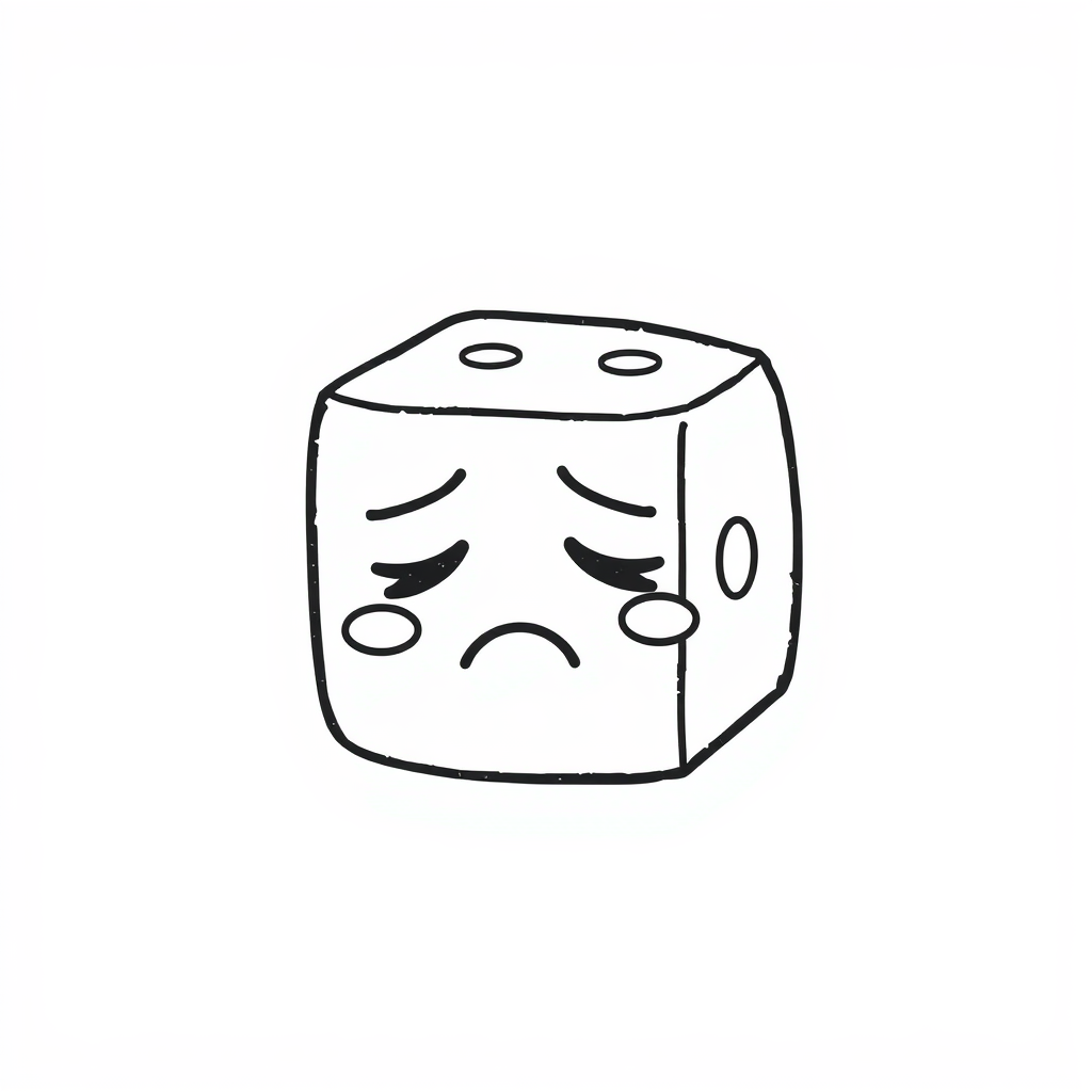 Sad Dice with drooping eyes